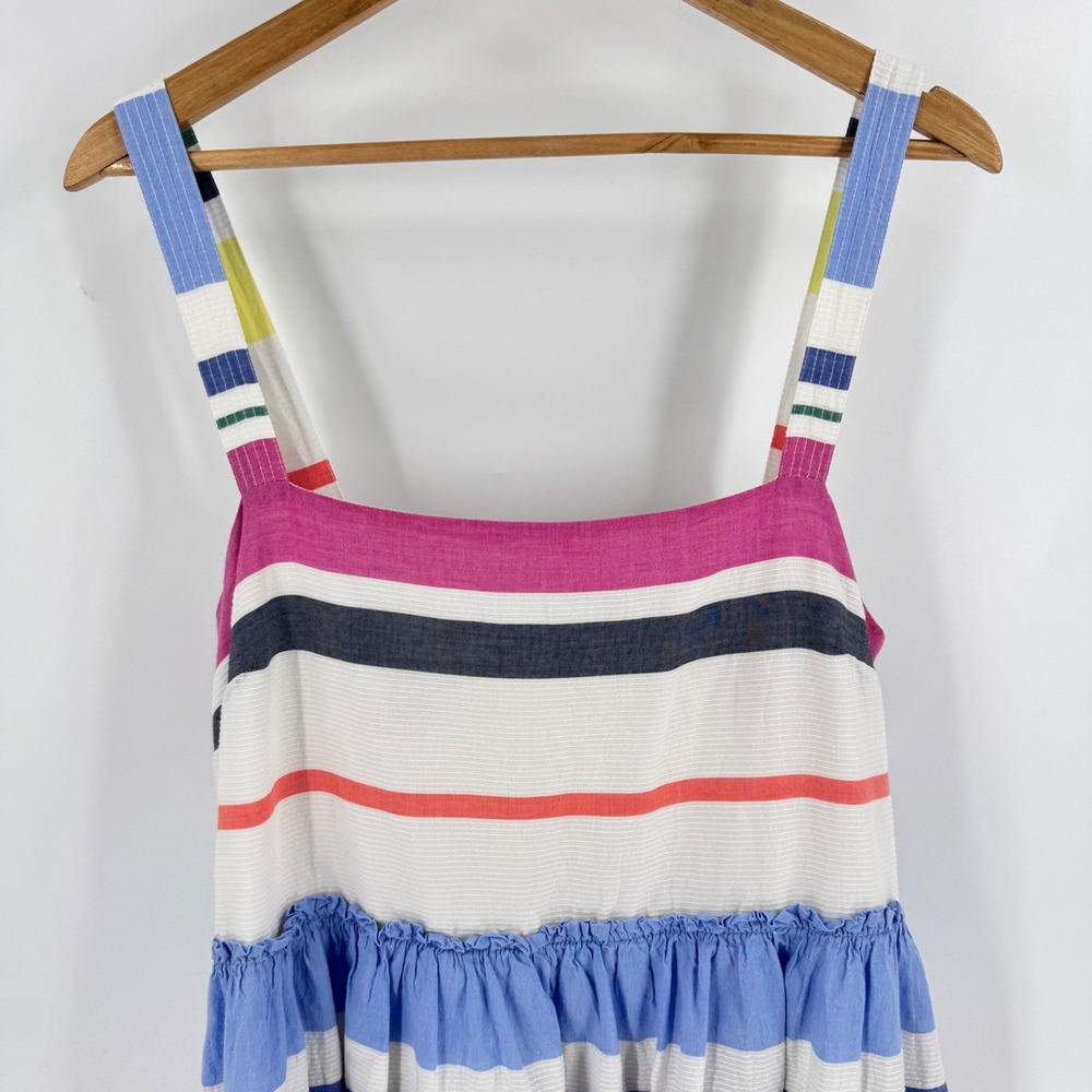 Gap Maxi Dress Multicolor Stripe Large Square Neck Sleeveless Cotton Pockets - Picture 4 of 8
